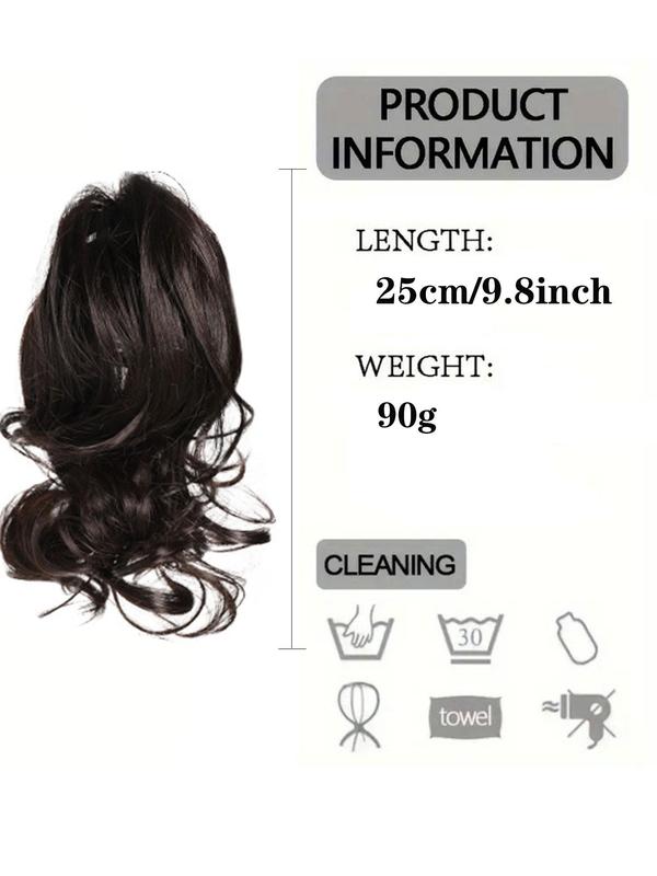 Women's 10inch Long Curly Ponytail Extension with Hair Claw, Natural Fluffy Hairpiece for Daily Use, Synthetic Hairpiece for Women