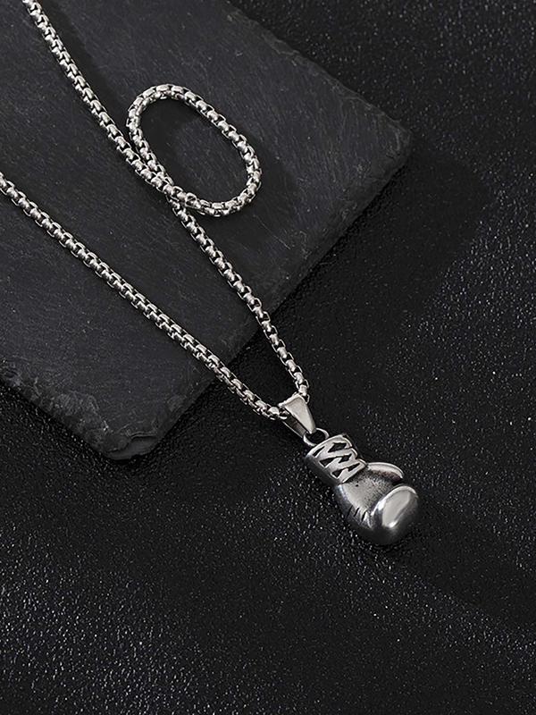 Men's Fashion Creative Fitness Boxing Glove Design Pendant Necklace, Punk Style Sports Necklace for Men for Daily Decoration, Trendy All-match & Exquisite Jewelry for Birthday Gift without Box