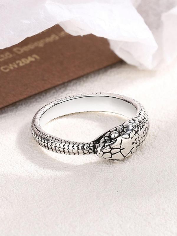 Retro Punk Style Personality Creative Ouroboros Design Cuff Ring, Trendy Cool Snake Shape Fashion Accessories, Unisex