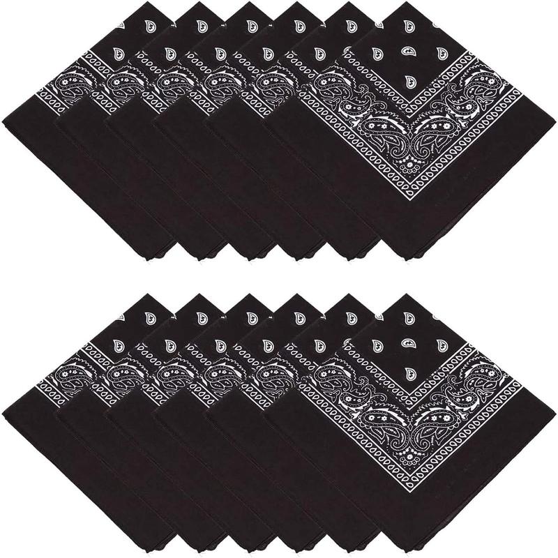 Novelty Paisley Large Bandanas 12 Pack  Cotton Cowboy Bandana for Men