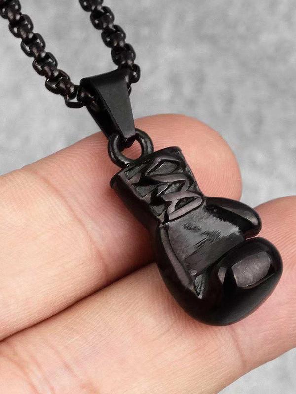 Men's Fashion Creative Fitness Boxing Glove Design Pendant Necklace, Punk Style Sports Necklace for Men for Daily Decoration, Trendy All-match & Exquisite Jewelry for Birthday Gift without Box