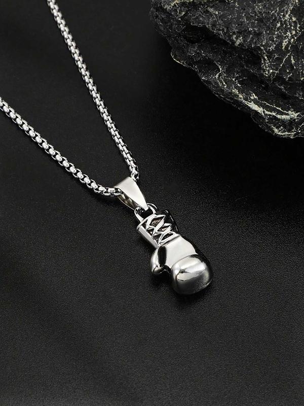 Men's Fashion Creative Fitness Boxing Glove Design Pendant Necklace, Punk Style Sports Necklace for Men for Daily Decoration, Trendy All-match & Exquisite Jewelry for Birthday Gift without Box