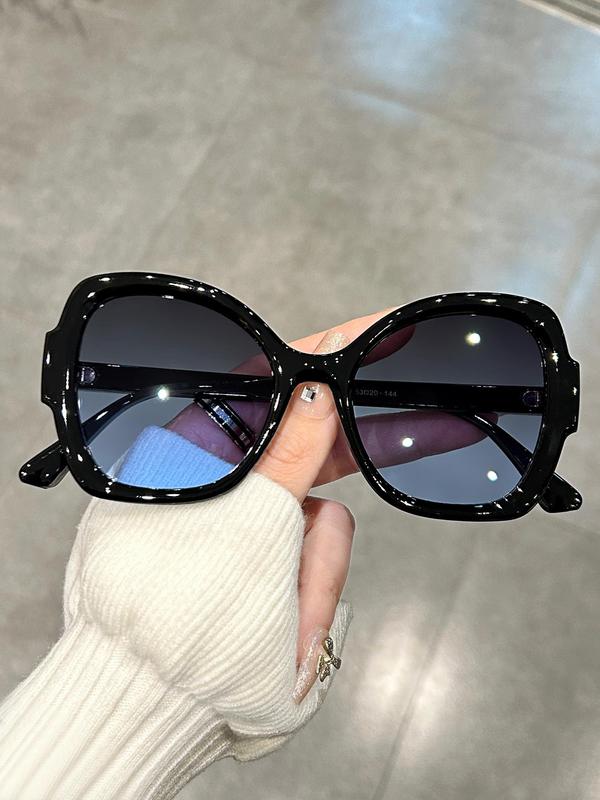 Unisex Cute Oversized Frame Sunglasses, 1 Pair Vintage Trendy Cat Eye Frame Sunglasses for Everyday Use, Fashion Accessories for Outdoor Activities