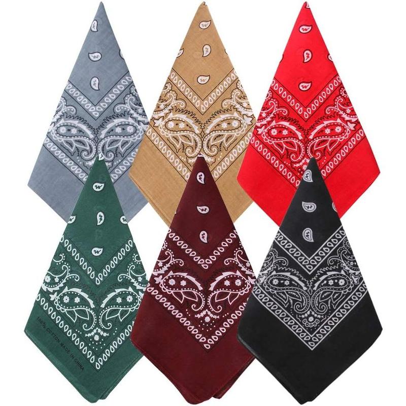 3 Pack Pure Cotton Paisley Pattern Bandanas Face Mask Square Scarf Headwear