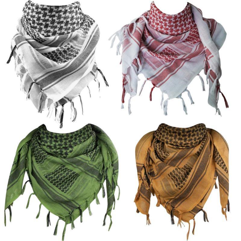 Palestine Shemagh White Red Green Yellow 100% Cotton Keffiyeh Scard Neck Head Wrap Men and Women Windy Rainy Sunny Unisex pashmina