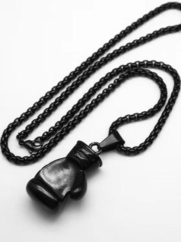 Men's Fashion Creative Fitness Boxing Glove Design Pendant Necklace, Punk Style Sports Necklace for Men for Daily Decoration, Trendy All-match & Exquisite Jewelry for Birthday Gift without Box