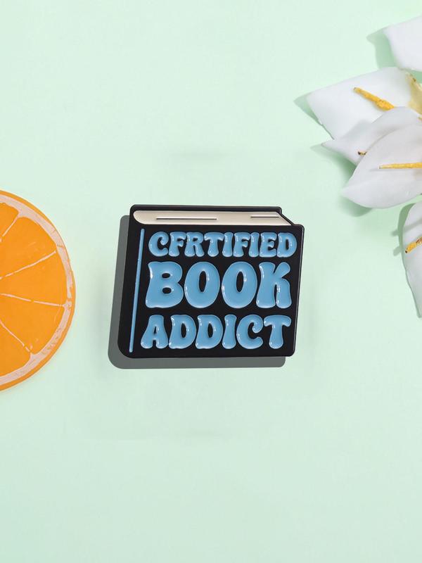 Creative Book Design Brooch Enameled Pins, Novelty Letter Pattern Brooch, Fashion Clothes Accessories for Women & Men