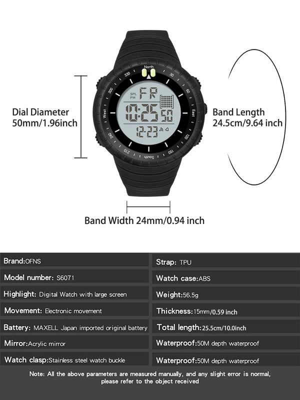 Sporty Digital Watch As Gift with Box, Fashionable Digital Watch with Digital Display, Waterproof Multifunctional Watch for Outdoor Sports