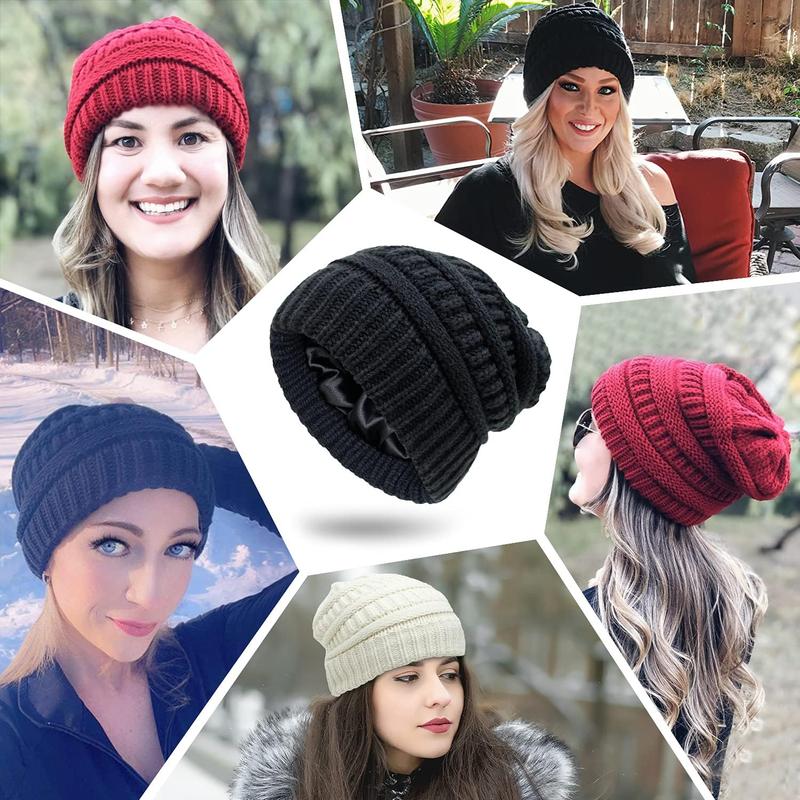 Cozy Cable Knit Beanie: Women's Winter Hat with Satin Lining for Warmth and Style - Chunky Slouchy Skull Cap for Cold Weather