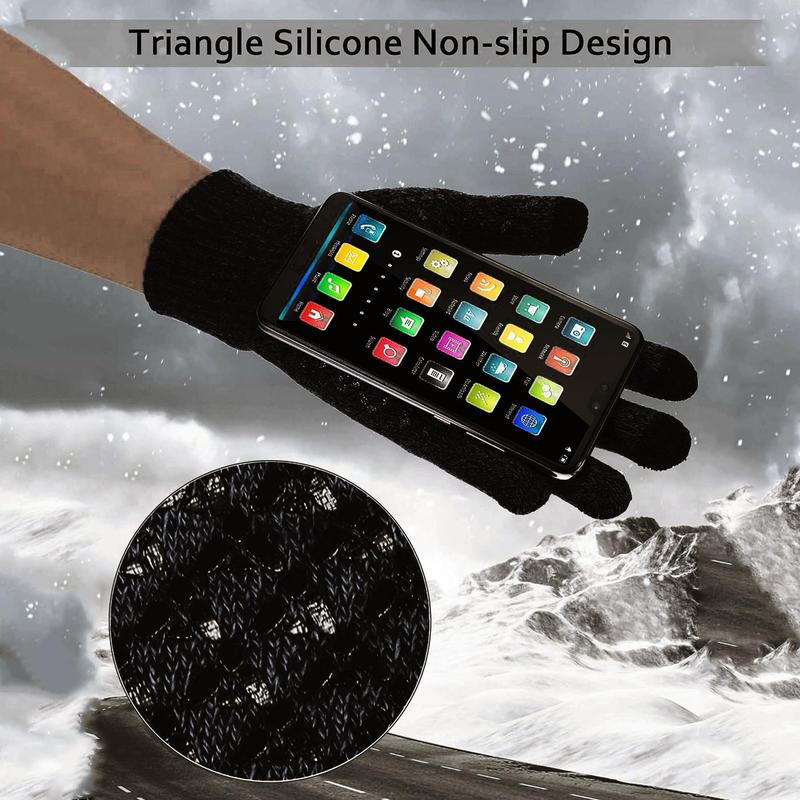 Winter Gloves, Touch Screen Cold Weather Thermal Warm Knit Glove for Running Driving Hiking, Sports Gloves for Men & Women