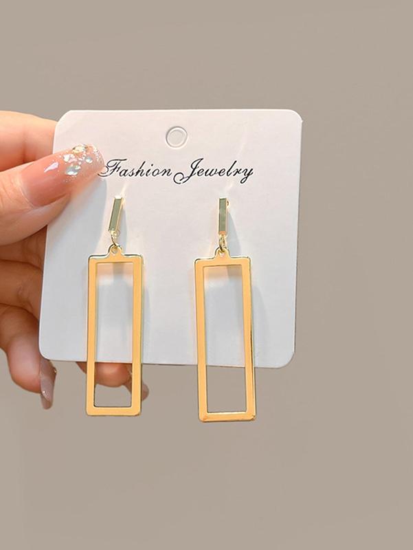 1 Pair Fashion Simple Alloy Hollow Geometric Design Dangle Earrings, Holiday Birthday Gifts Jewelry Accessories for Women Girls