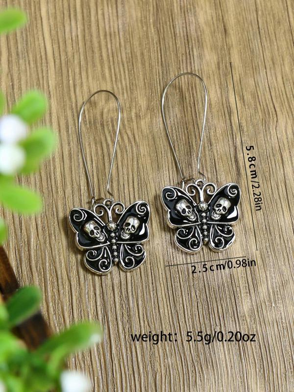 1 Pair Vintage Butterfly Design Dangle Earrings, Gothic Jewelry For Party, Daily Clothing Decor For Girl, Zinc Alloy Ear Jewelry For Party, Club