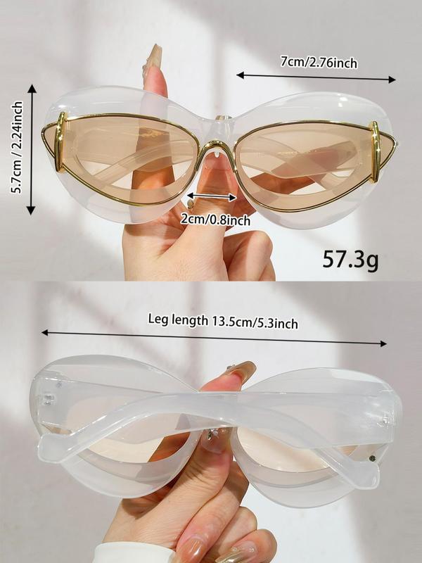 Women's Vintage Cat Eye Frame Sunglasses, Summer Trendy Casual Sunglasses for Everyday Use, Fashion Accessories for Outdoor Activities