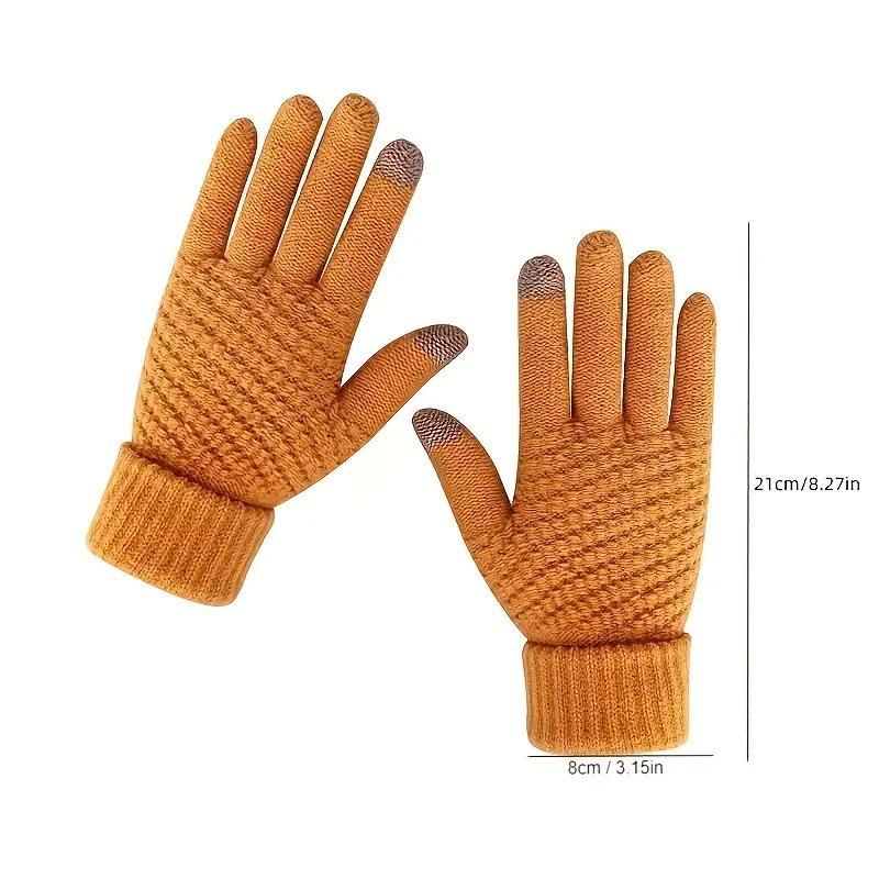 Knitted Thermal Winter Woolen Gloves, Solid Color Touch Screen Thickened Sports Gloves for Cycling Hiking, Sports & Outdoor Accessories, Christmas, Christmas Gift