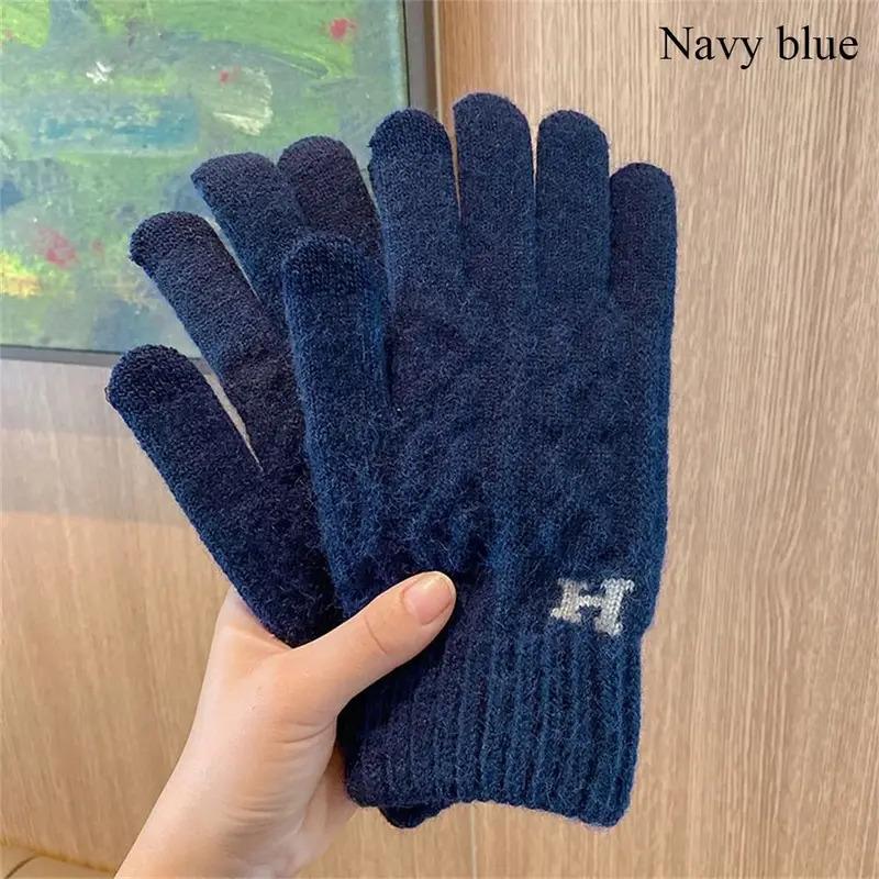 New High Quality Wool Gloves Autumn Winter Men Knitted Gloves Touch Screen Gloves Solid Color Mittens Warm Riding Driving Gloves