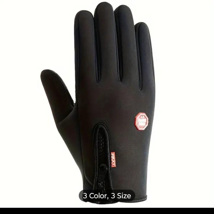 Waterproof Fleece Lined Gloves with Touchscreen and Zipper for Autumn and Winter Outdoors