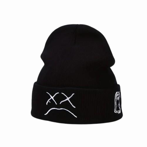 BFCM Sad Expression Lil Peep Embroidered Cold Hat Men's Warm Knitted Hat Women's Cool Trendy Hooded Hat Lil Peep Beanie Festival funky funky funky