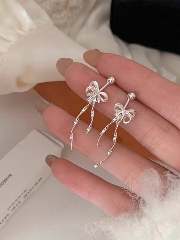 Women's Elegant Bow Design Stud Earrings, Fashion Jewelry for Party, Daily Clothing Decor, Trendy All-match & Exquisite Jewelry for Birthday Gift