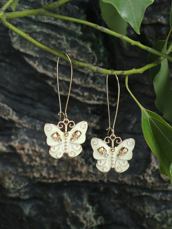 1 Pair Vintage Butterfly Design Dangle Earrings, Gothic Jewelry For Party, Daily Clothing Decor For Girl, Zinc Alloy Ear Jewelry For Party, Club