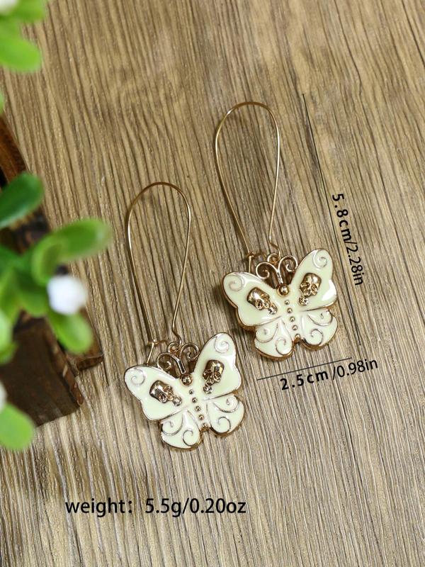 1 Pair Vintage Butterfly Design Dangle Earrings, Gothic Jewelry For Party, Daily Clothing Decor For Girl, Zinc Alloy Ear Jewelry For Party, Club