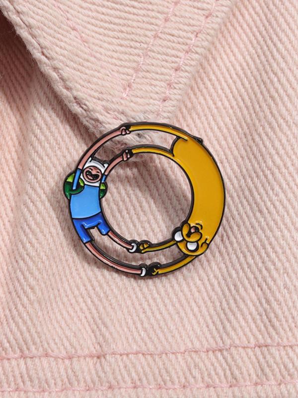 Cartoon Little Yellow Dog and People Design Brooch, Creative Alloy Accessory for Men & Women, Clothes Accessories for Daily Wear