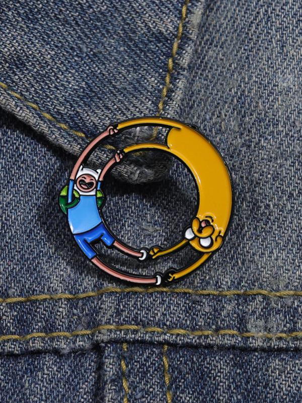 Cartoon Little Yellow Dog and People Design Brooch, Creative Alloy Accessory for Men & Women, Clothes Accessories for Daily Wear