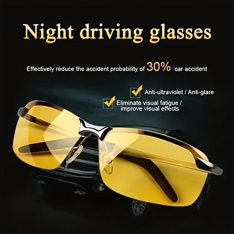 1 2pcs Pro Night Vision Driving Glasses - Enhance Visibility, Anti-Glare, Semi Rimless Design, UV400 Protection, Comfortable Eyewear for Safe Nighttime Driving and Motorsport Enthusiasts