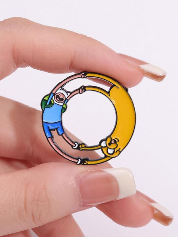 Cartoon Little Yellow Dog and People Design Brooch, Creative Alloy Accessory for Men & Women, Clothes Accessories for Daily Wear