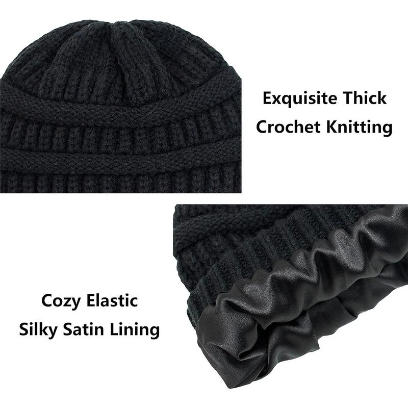 Cozy Cable Knit Beanie: Women's Winter Hat with Satin Lining for Warmth and Style - Chunky Slouchy Skull Cap for Cold Weather