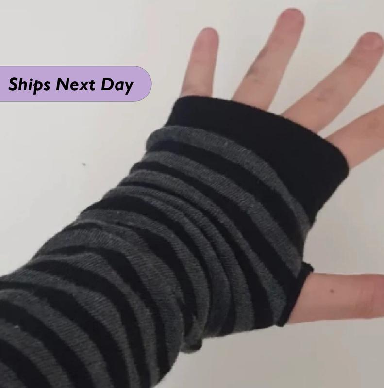 Striped Gloves   Arm Warmers Fingerless Gloves