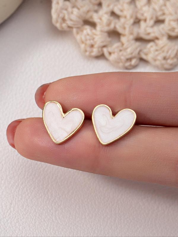 Cute Colorful Heart Shaped Stud Earrings, 7 Pairs Fashionable  Elegant Stud Earrings for Women & Girls, Trendy All-match & Exquisite Jewelry for Birthday Gift