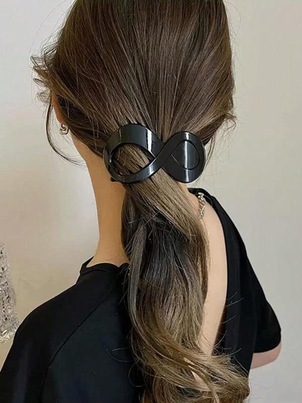 4pcs Simple Plain 8-shaped Ponytail Hair Clip, 2024 Minimalist Acrylic Claw Shaped Headwear for Ponytail Holder, Casual Versatile Cute Hair Accessories for Women