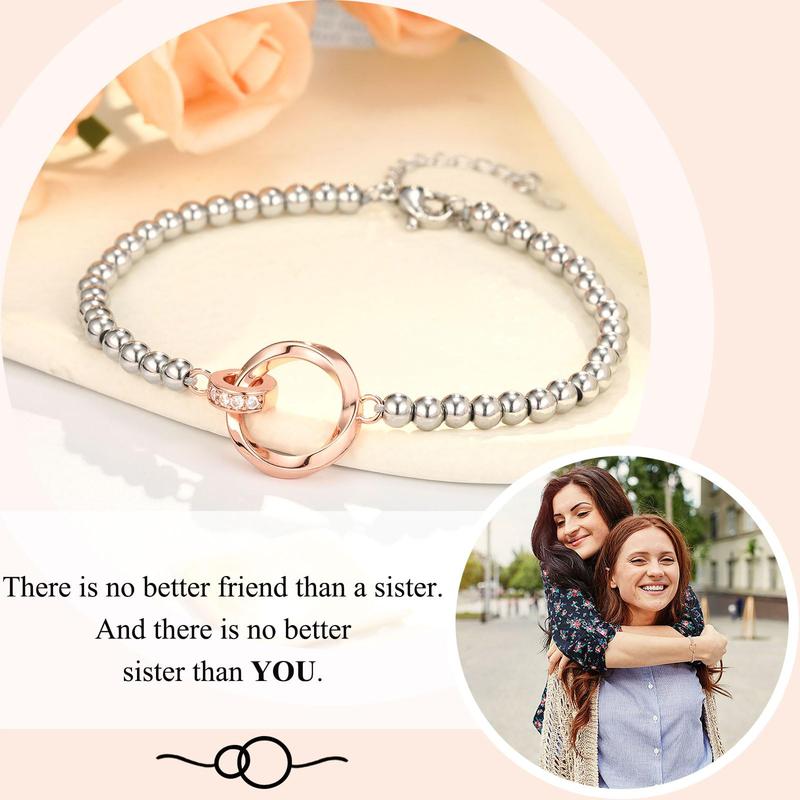 Bracelets for Sister Eternal Love Connected at Heart,Big Sister Little Sister Bracelet, Birthday Christmas Gifts