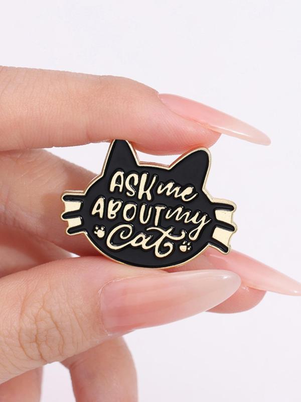 Cute Cartoon Cat Brooch Pin, Punk Style Enamel Pin, Fashion Clothes Accessories for Backpacks, Jeans, Scarves, Hats Decoration, Unisex Casual Alloy Jewelry