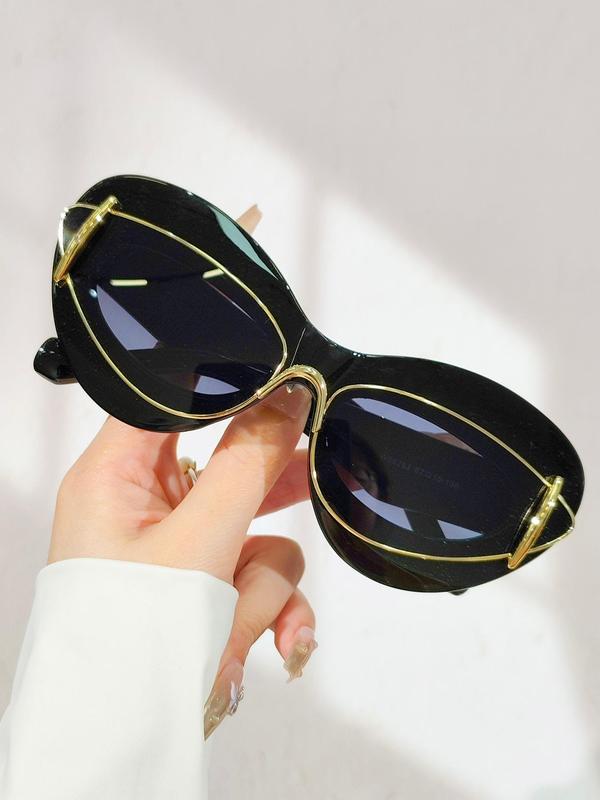 Women's Vintage Cat Eye Frame Sunglasses, Summer Trendy Casual Sunglasses for Everyday Use, Fashion Accessories for Outdoor Activities