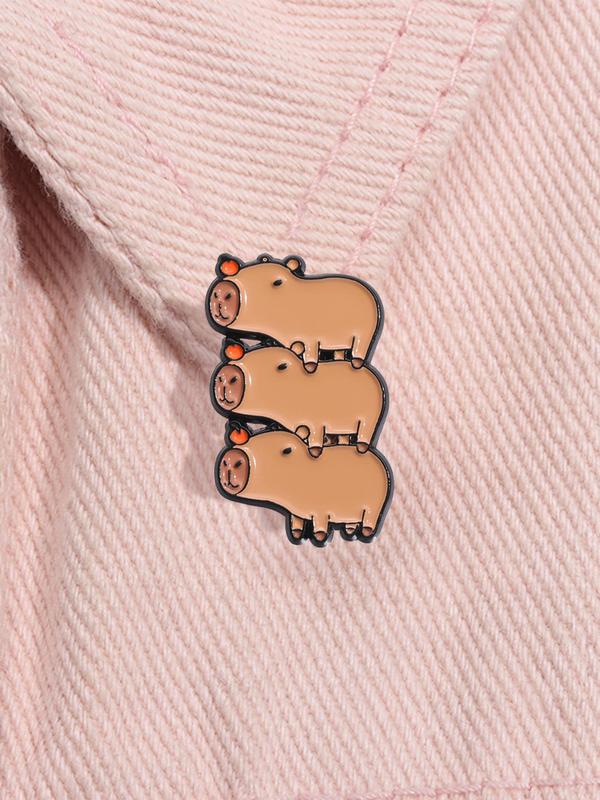 Cute Cartoon Capybara Design Brooch, Fashion Alloy Badge for Women & Men, Enamel Pin Suitable for Backpacks, Jeans, Scarves, Hats Decoration