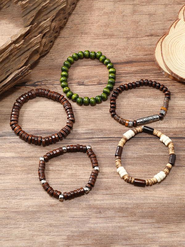 Boho Style Beaded Bracelet (5pcs set), Vintage Trendy Bracelet, Fashionable Jewelry for Women & Girls for Daily & Party Decoration