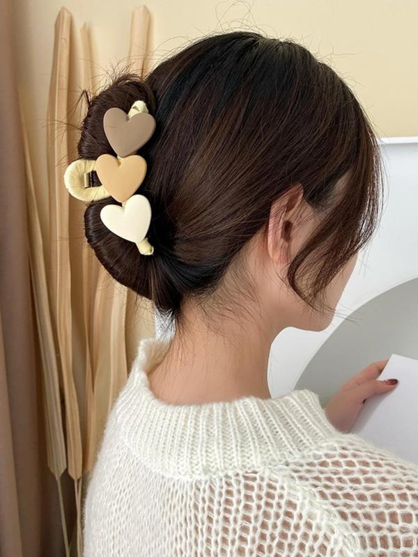 Cute Heart Shaped Hair Claw, Elegant Large Size Claw Clips, Fashionable Hair Accessories for Women & Girls