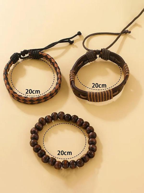 Men's Vintage Round Dial Quartz Watch & Braid Design Bracelet Set, Fashion Watch Set for Party, Daily Clothing Decor, Trendy All-match & Exquisite Watch Set for Gift