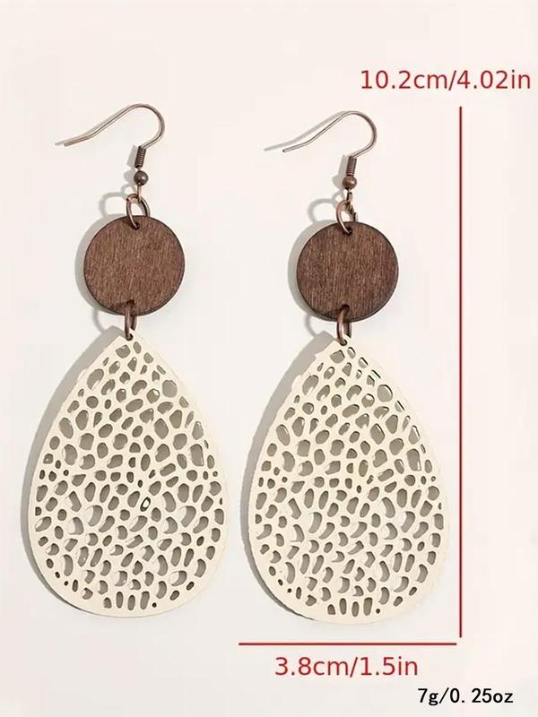 Women's Elegant Hollow Out Water Drop Shape Dangle Earrings, Summer Trendy Vintage Retro Dangle Earrings, Chic Gorgeous Jewelry As Gift for Girlfriend