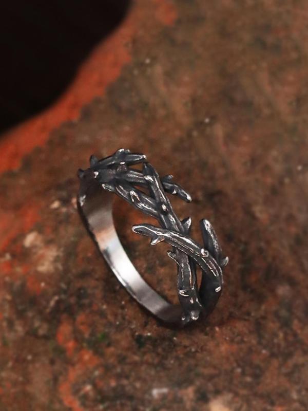 Vintage Style Thorns Plant Design Ring, Punk Style Hollow Out Ring, Fashion Accessories for Men & Women