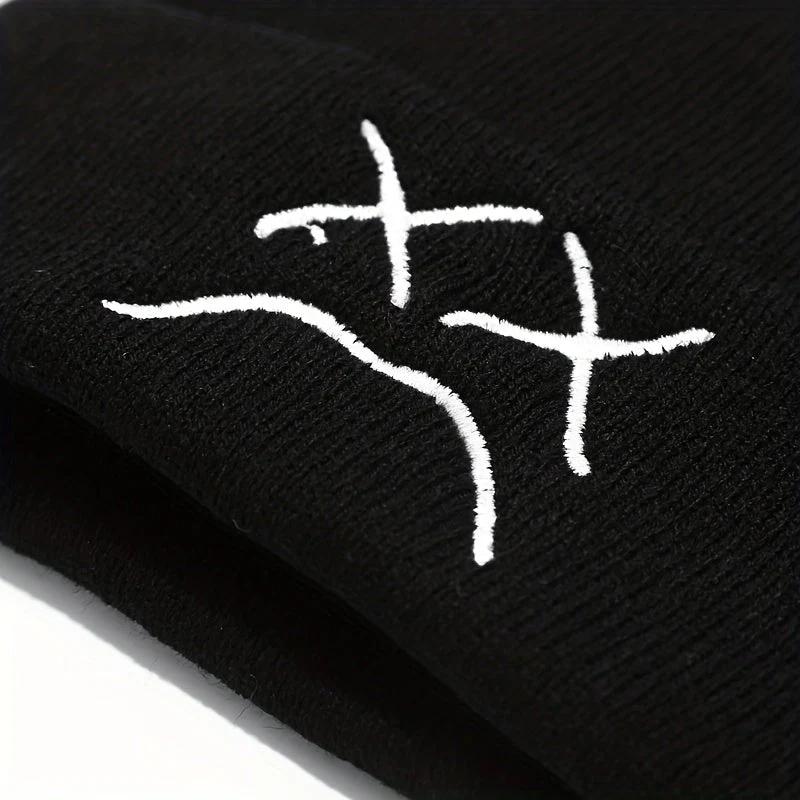 BFCM Sad Expression Lil Peep Embroidered Cold Hat Men's Warm Knitted Hat Women's Cool Trendy Hooded Hat Lil Peep Beanie Festival funky funky funky