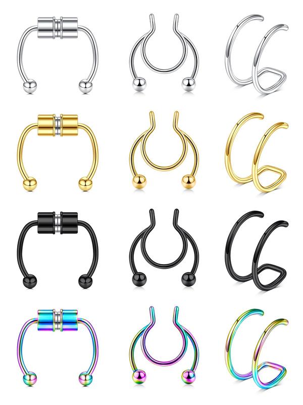 Punk Magnetic Nose Rings, 2024 Nose Cuff, New Fashionable Body No Piercing Jewelry for Men & Women, Streetwear Goth Accessory for Musical Festival Use