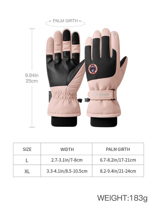 Unisex Colorblock Patched Design Touch Screen Gloves, Waterproof Winter Warm Gloves, Outdoor Sports Gloves for Skiing, Cycling, Hunting, Shooting