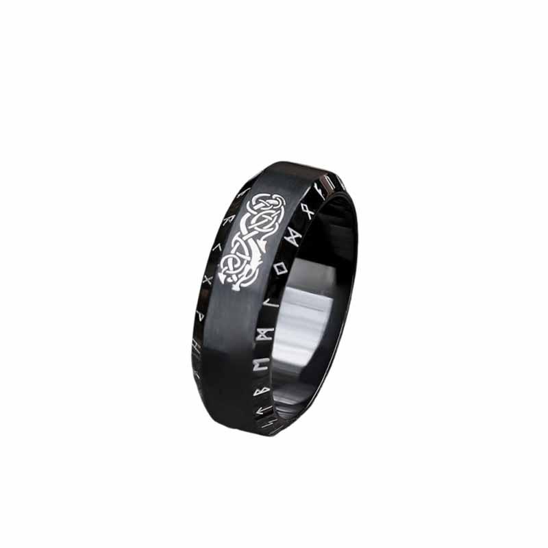 GTHIC Norse Dragon Ring Runes Stainless Steel Viking Ring for Men Hypoallergenic