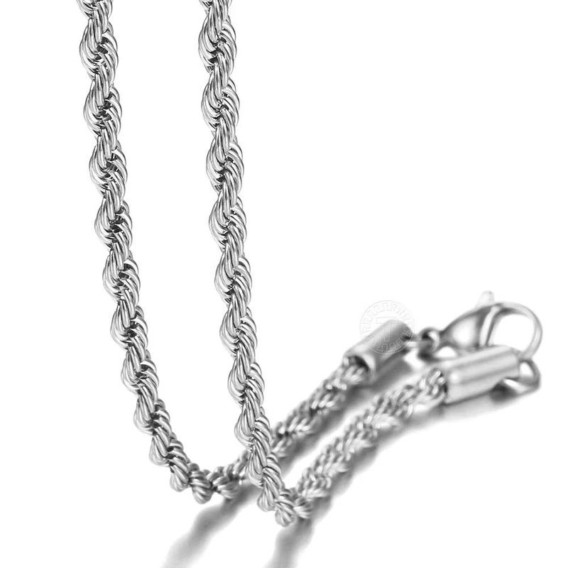 Stainless Steel Twisted Rope Link Chain 3 5 7mm Necklace for Men Women Fashion Gifts 18-24inch