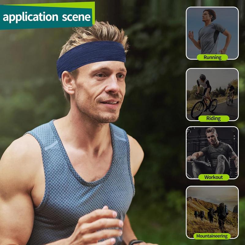 8 Pack  Headbands for Men, Elastic Soft Fabric Non-Slip Hair Bands Hair Warp Running Cycling  Tennis Basketball Daily Workout