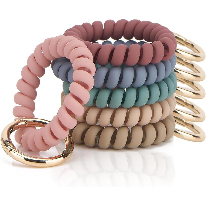 6PCS Wristlet Keychain, Colorful Spiral Coil Hair Tie for Women, Sauna Accessaries Wrist Coil Key Ring Key Holder