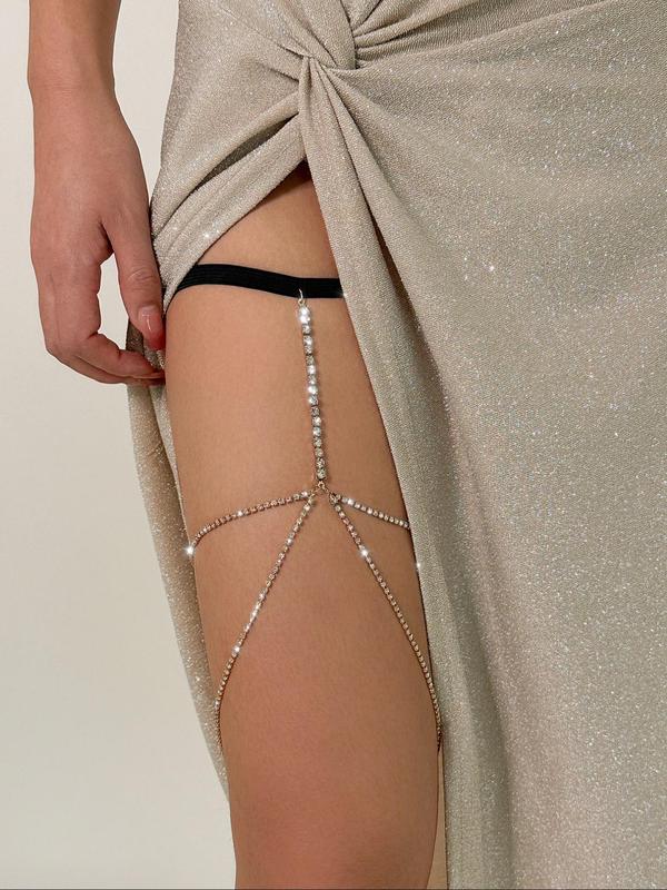 Women's Rhinestone Decorated Thigh Chain, Fashionable Body Jewelry for Party, Daily Clothing Decor, Trendy All-match & Exquisite Jewelry for Birthday Gift