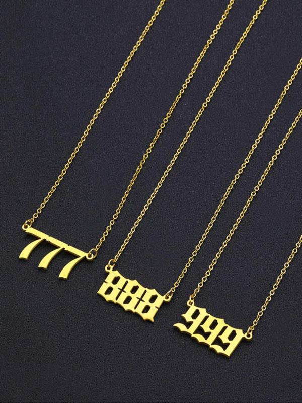 Fashion Lucky Number Pendant Necklace, Elegant Clavicle Necklace, Collarbone Chain Necklace, Fashion Accessories for Men & Women